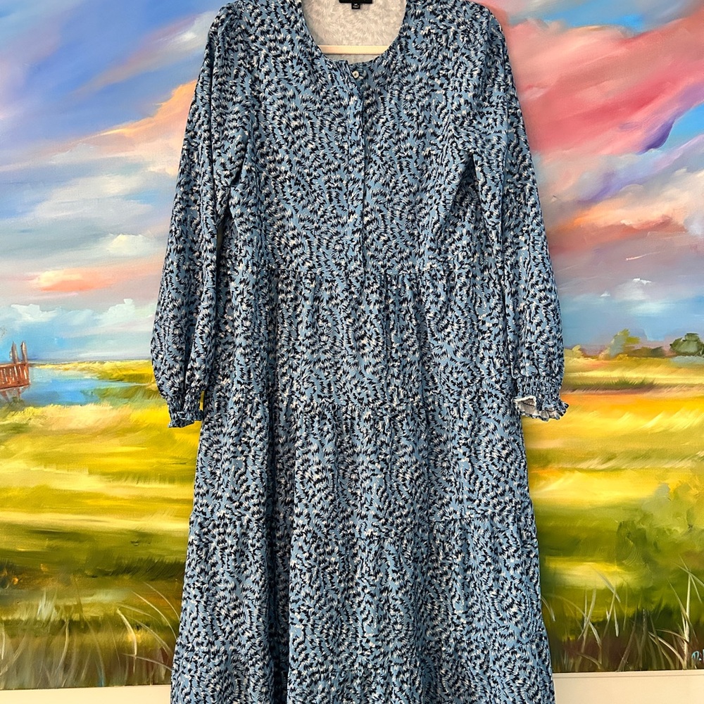 Elegant Long Sleeve Patterned Dress